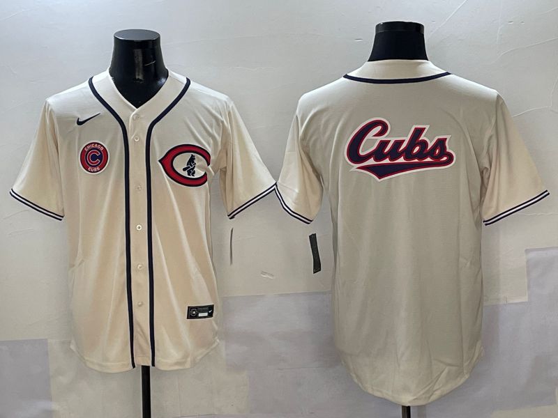 Men Chicago Cubs Blank Cream Throwback 2025 Nike MLB Jersey style 8
